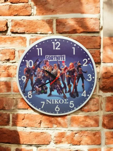 Ξύλινο ρολόι τοίχου Fortnite