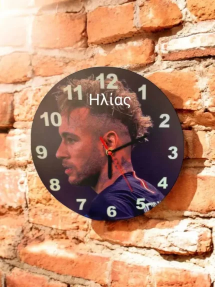 Ξύλινο ρολόι τοίχου Neymar