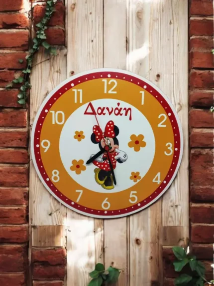Ξύλινο ρολόι τοίχου Minnie