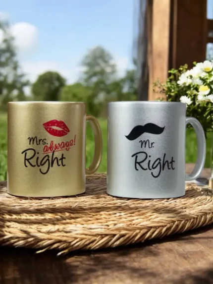 Σετ κούπες με glitter Mrs & Mr Right