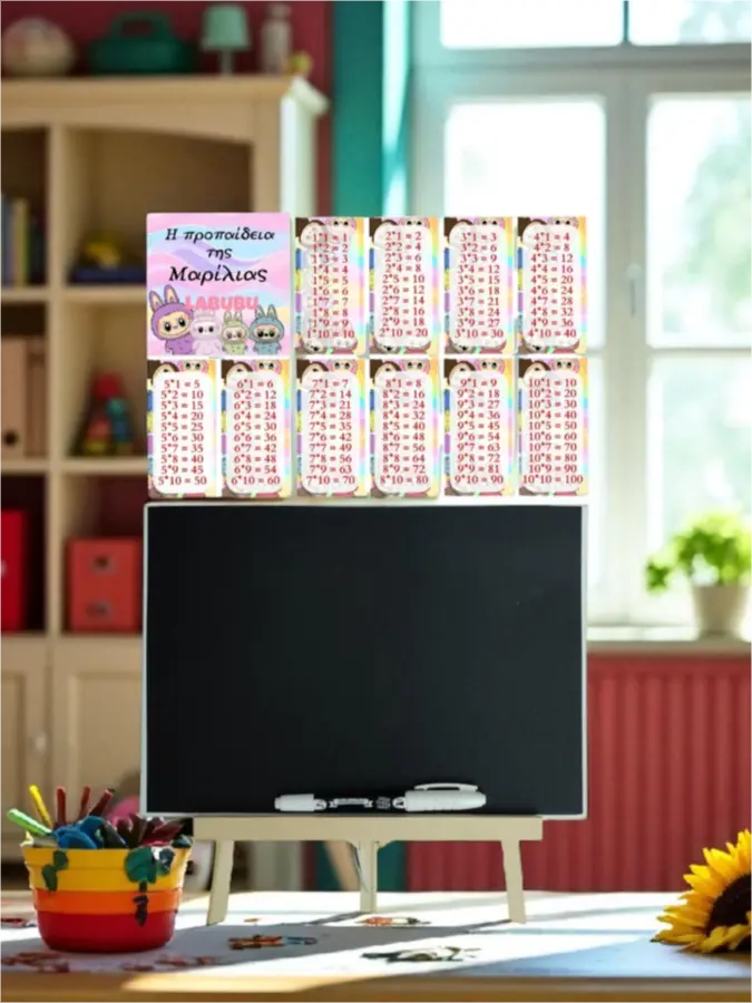 Μαυροπίνακας με προπαίδεια Labubu Μαυροπίνακας με προπαίδεια Labubu