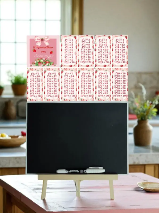 Μαυροπίνακας με προπαίδεια Φράουλα Μαυροπίνακας με προπαίδεια Φράουλα