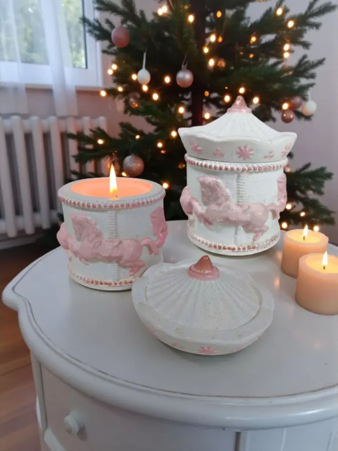 Χειροποίητο Καρουζέλ με αρωματικό κερί,ροζ Χειροποίητο Καρουζέλ με αρωματικό κερί,ροζ