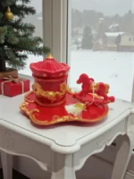 Χειροποίητο σετ πορσελάνης Καρουζέλ κόκκινο