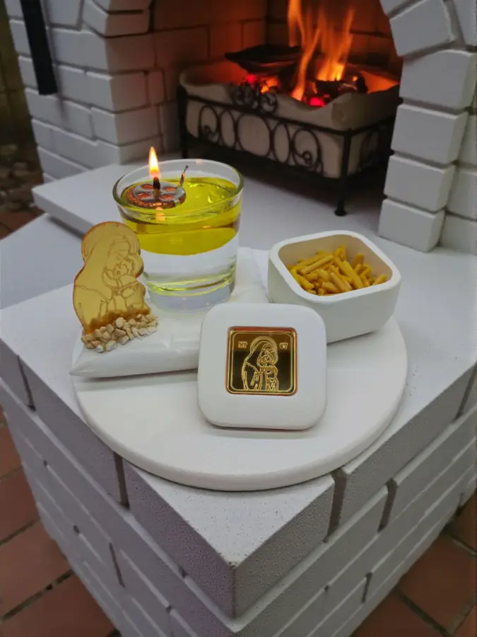 Χειροποίητο σετ καντηλάκι Παναγία Χειροποίητο σετ καντηλάκι Παναγία