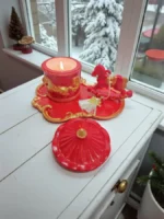 Χειροποίητο σετ πορσελάνης "Καρουζέλ" κόκκινο - Image 2