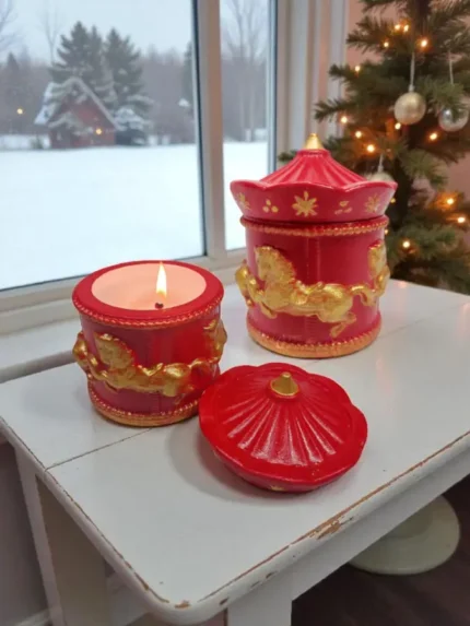 Χειροποίητο Καρουζέλ με αρωματικό κερί,κόκκινο