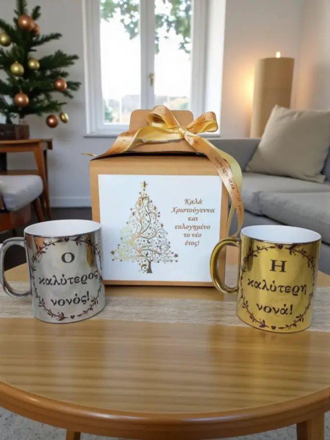 Σετ κούπες mirror effect Νονά Νονός Σετ κούπες mirror effect Νονά Νονός