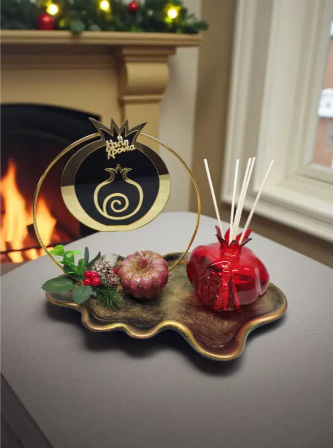 Σετ δίσκος με Plexiglass και αρωματικό χώρου Ρόδι Σετ δίσκος με Plexiglass και αρωματικό χώρου Ρόδι