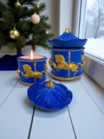 Χειροποίητο Καρουζέλ με αρωματικό κερί,μπλε