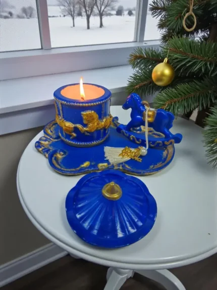 Χειροποίητο σετ πορσελάνης Καρουζέλ μπλε